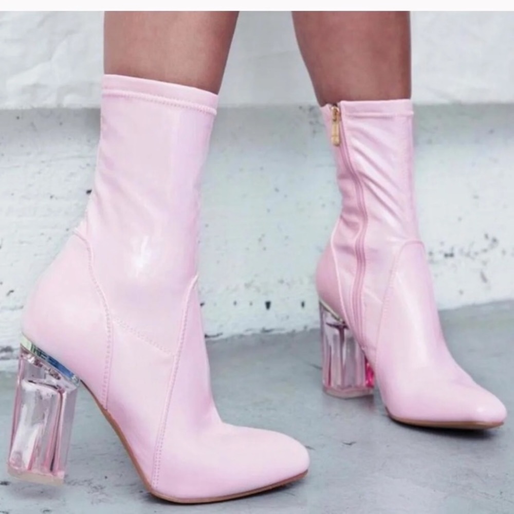 Pink Faux Leather Heels